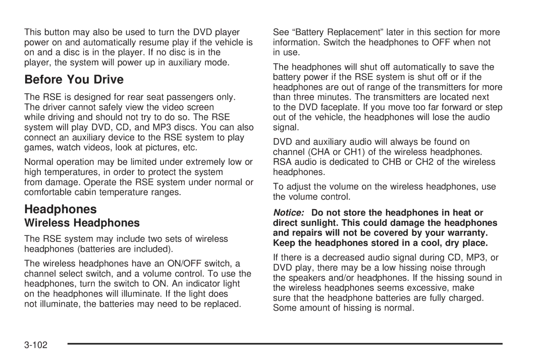 Buick 2006 manual Before You Drive, Wireless Headphones 