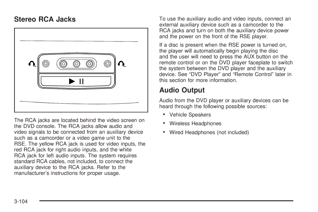 Buick 2006 manual Stereo RCA Jacks, Audio Output 