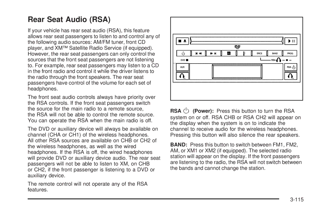 Buick 2006 manual Rear Seat Audio RSA 