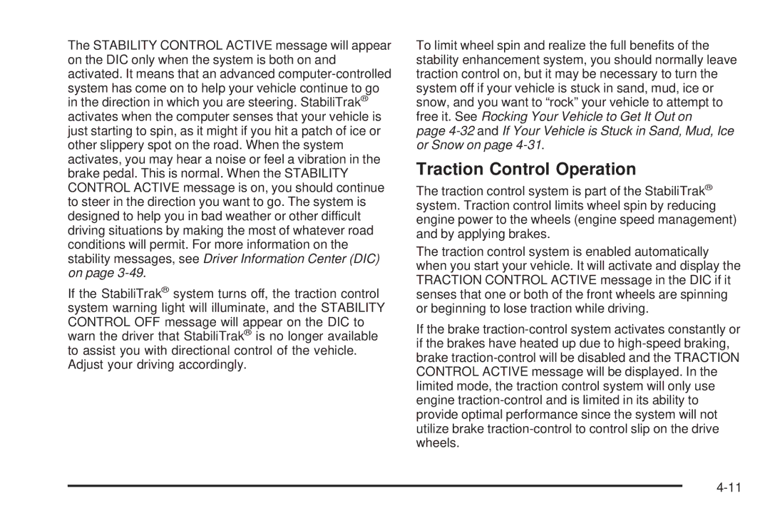 Buick 2006 manual Traction Control Operation 