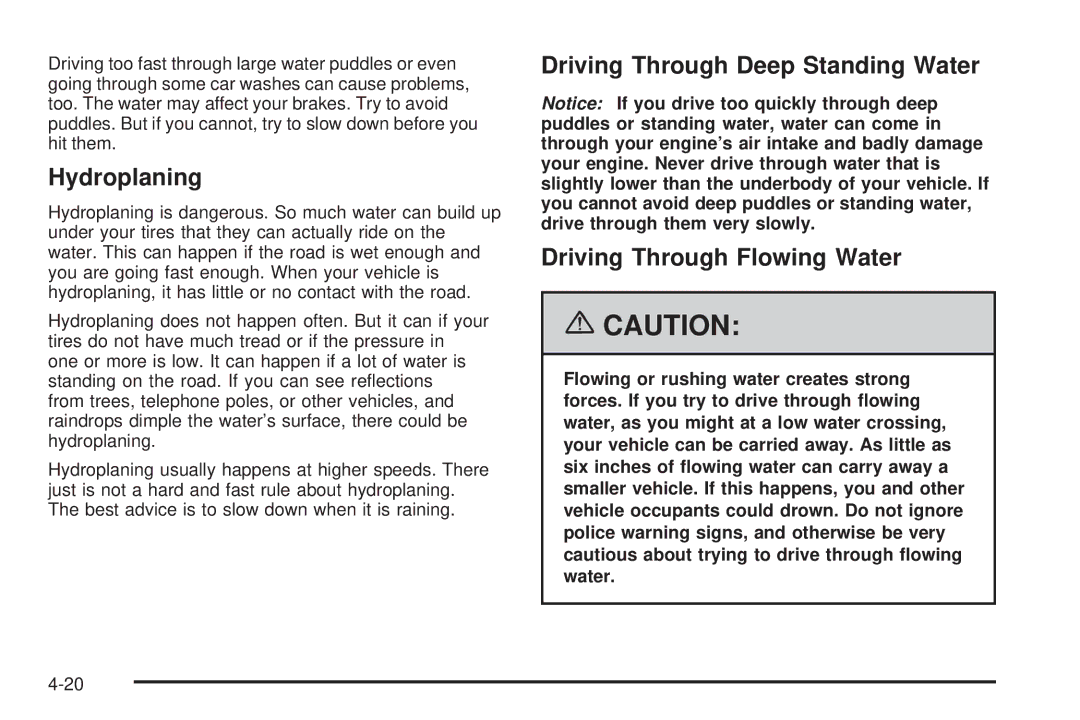 Buick 2006 manual Hydroplaning 