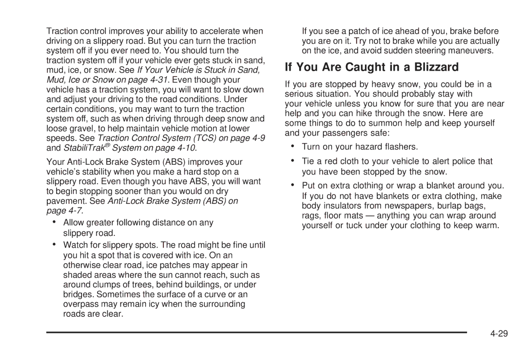 Buick 2006 manual If You Are Caught in a Blizzard 