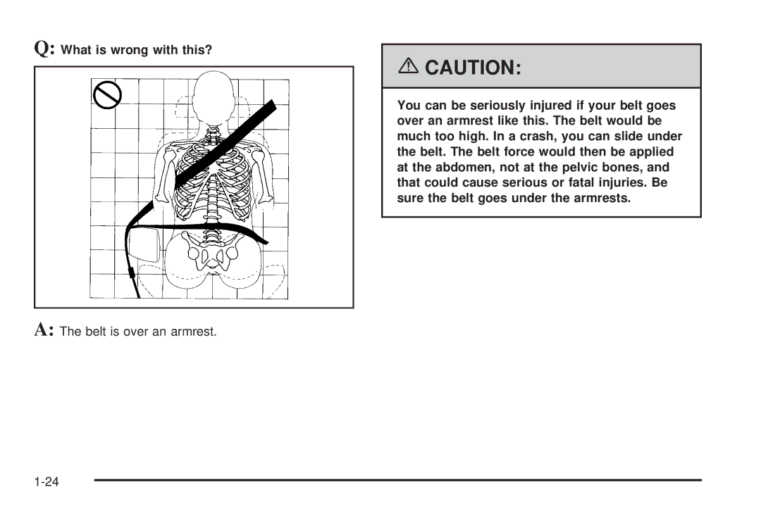 Buick 2006 manual Belt is over an armrest 