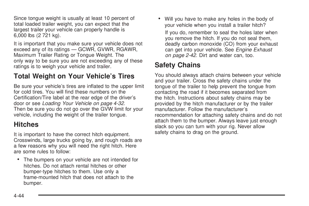 Buick 2006 manual Total Weight on Your Vehicle’s Tires, Hitches, Safety Chains 