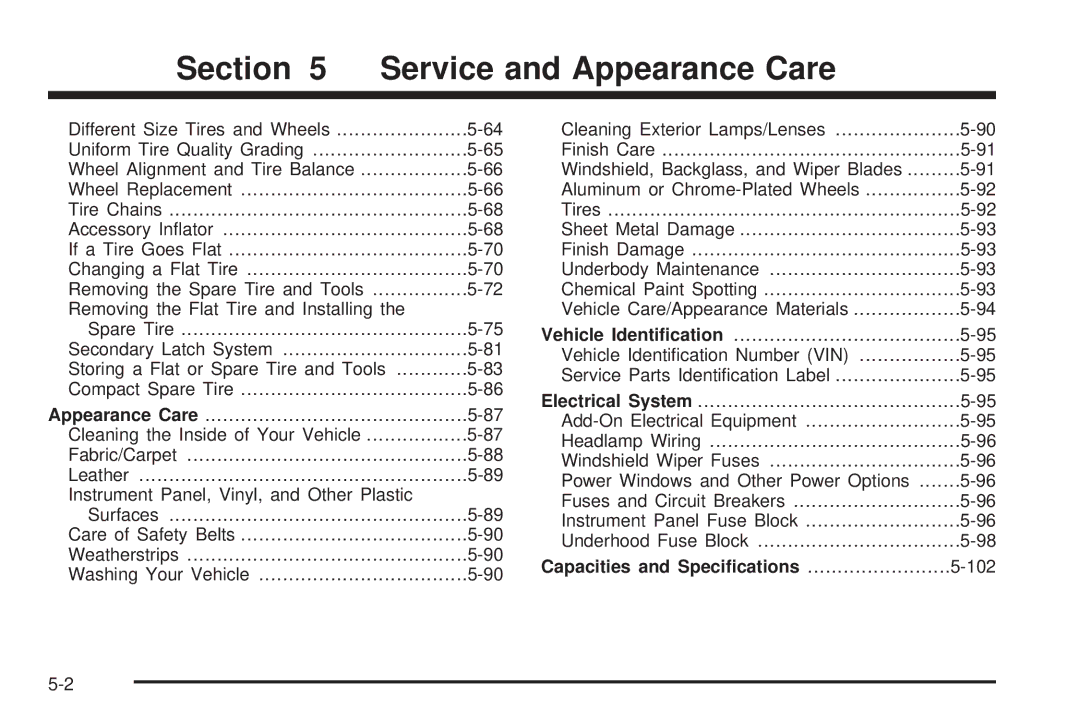 Buick 2006 manual Capacities and Speciﬁcations 