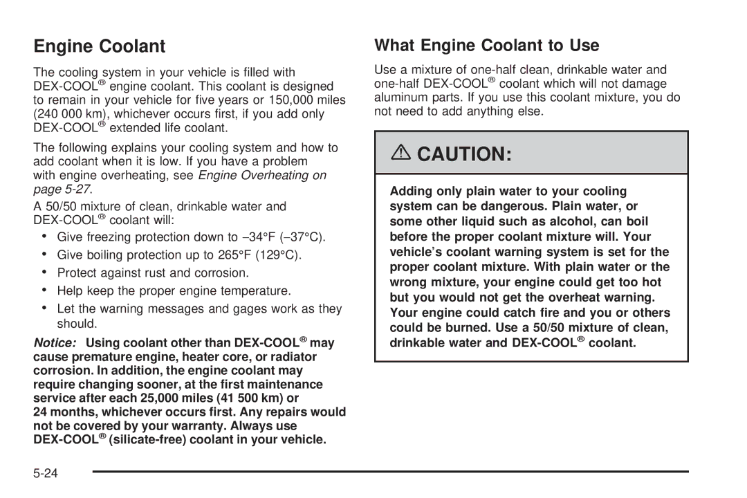 Buick 2006 manual What Engine Coolant to Use 