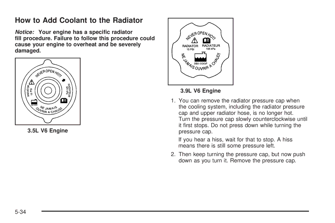 Buick 2006 manual How to Add Coolant to the Radiator 