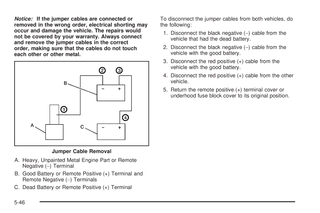 Buick 2006 manual Jumper Cable Removal 