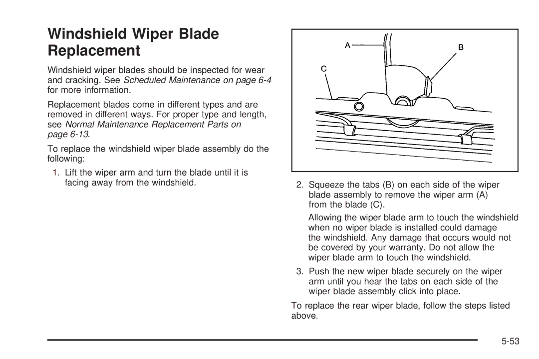 Buick 2006 manual Windshield Wiper Blade Replacement 