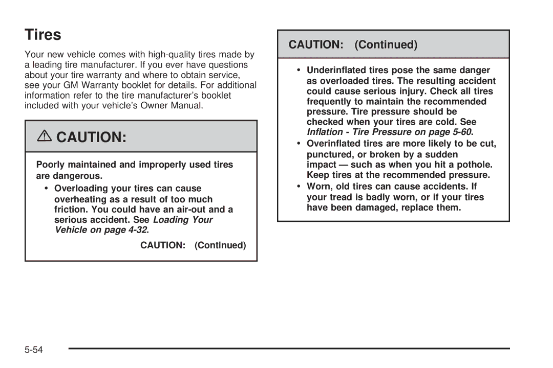 Buick 2006 manual Tires 