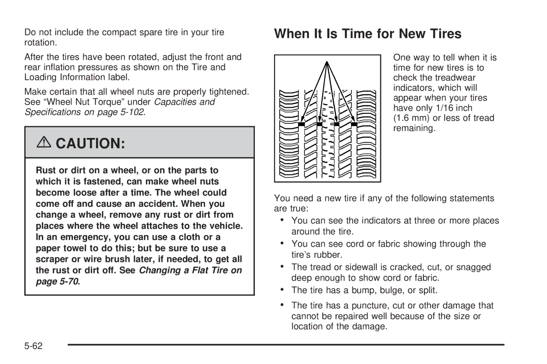 Buick 2006 manual When It Is Time for New Tires 