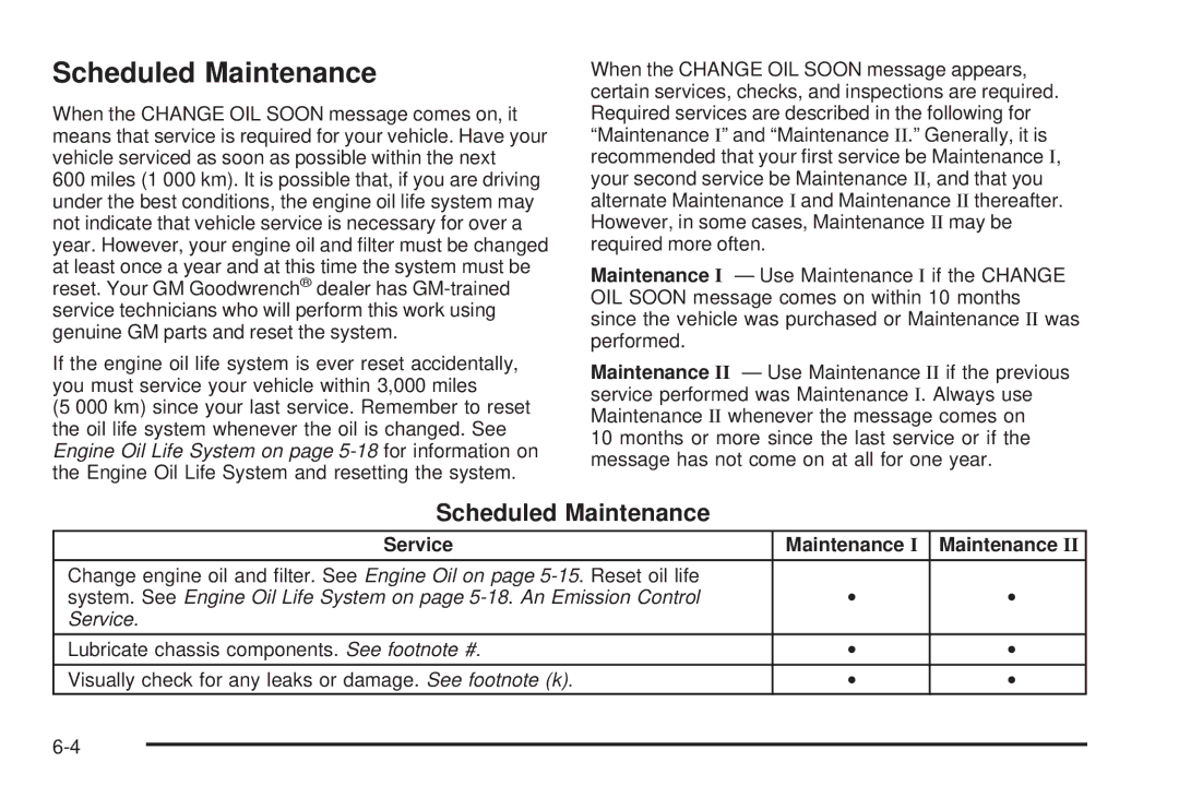 Buick 2006 manual Scheduled Maintenance, Service Maintenance 