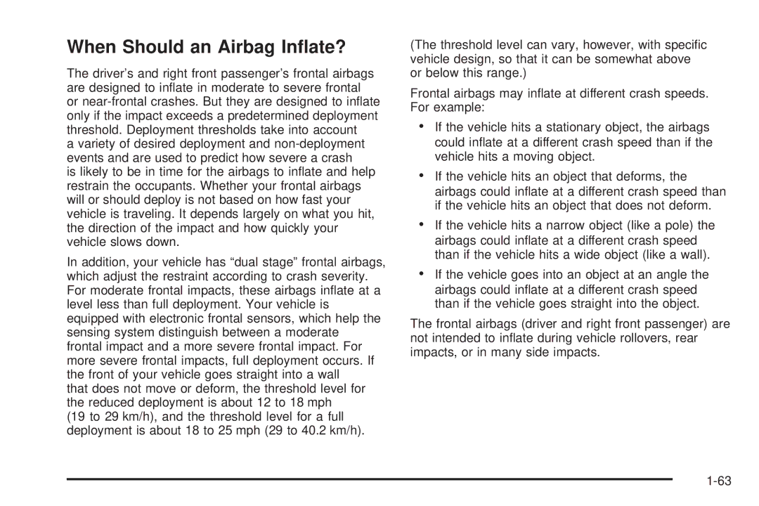 Buick 2006 manual When Should an Airbag Inﬂate? 