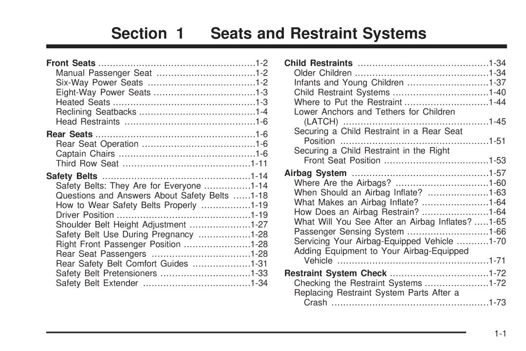 Buick 2006 manual Seats and Restraint Systems 