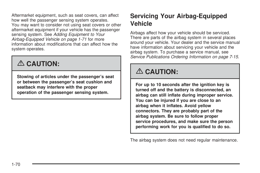 Buick 2006 manual Servicing Your Airbag-Equipped Vehicle 