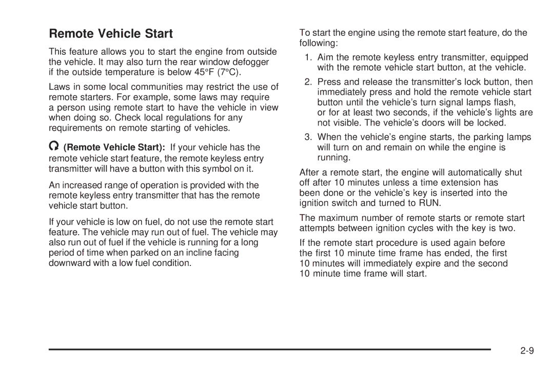 Buick 2006 manual Remote Vehicle Start 