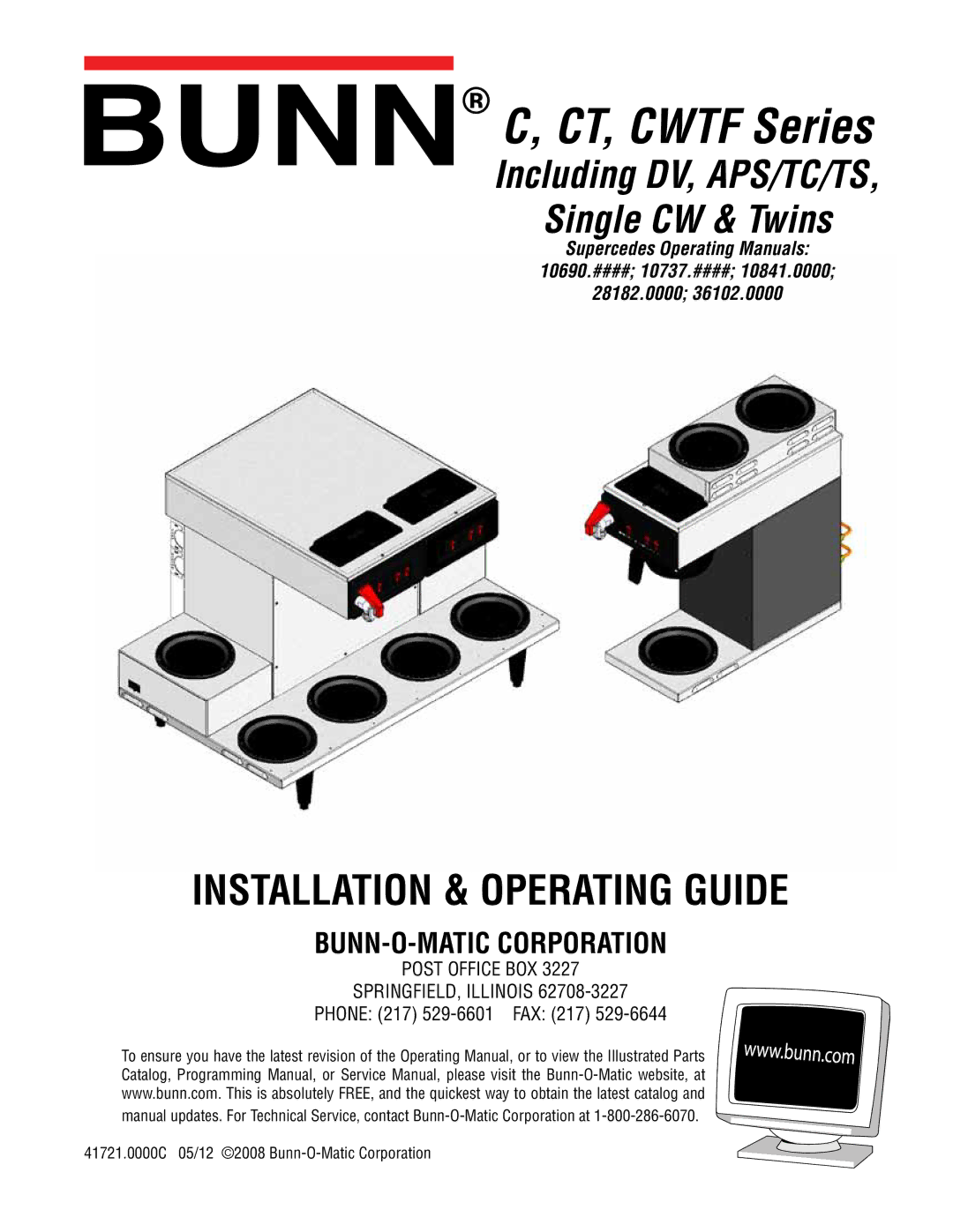 Bunn 10690 service manual CT, Cwtf Series 