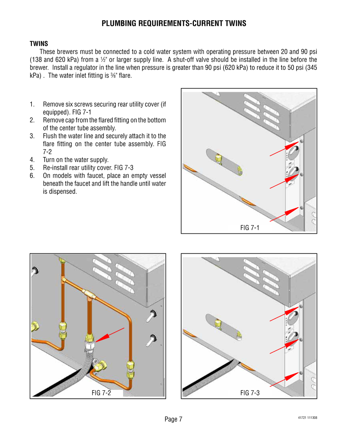 Bunn 10690 service manual Plumbing REQUIREMENTS-CURRENT Twins 