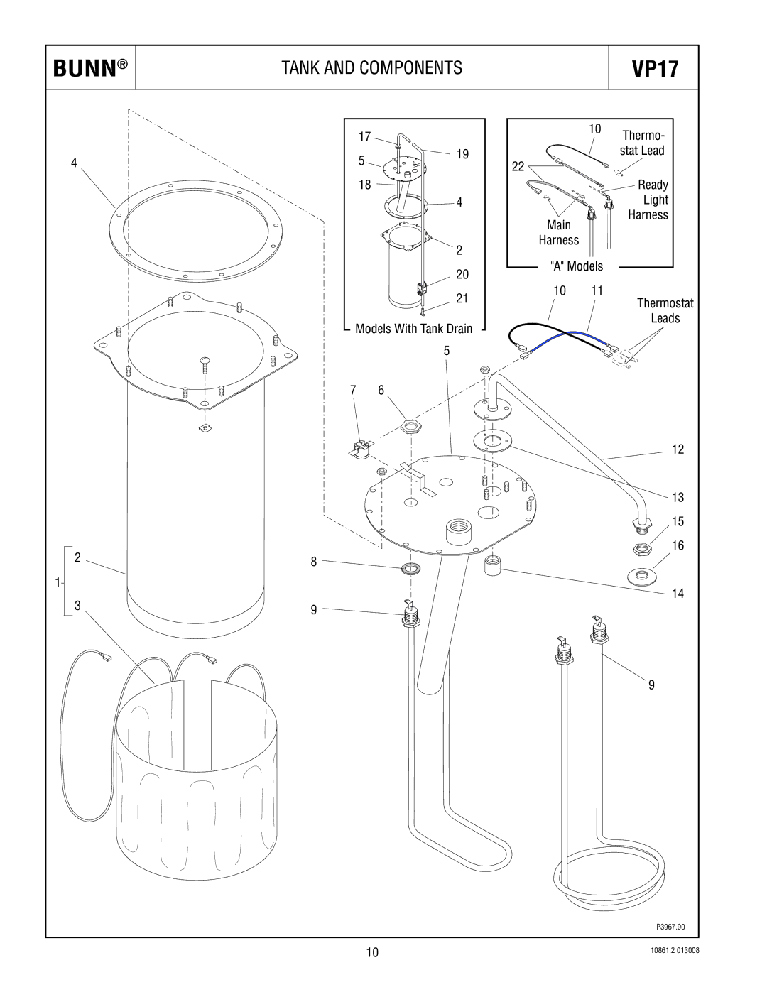 Bunn 10861 specifications Tank and Components 