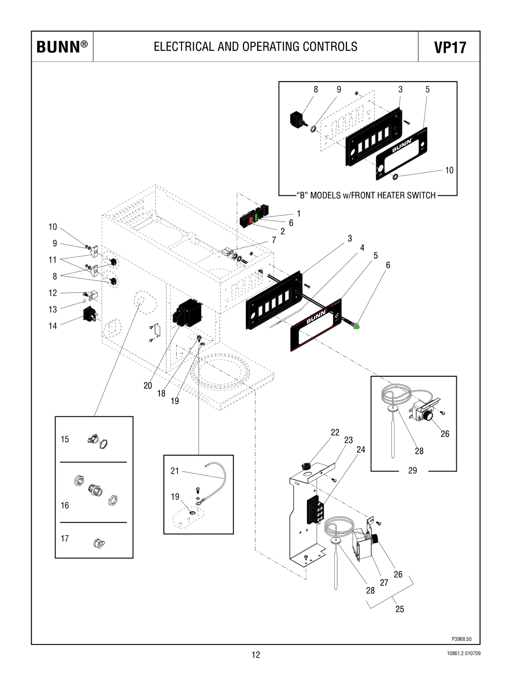 Bunn 10861 specifications VP17 