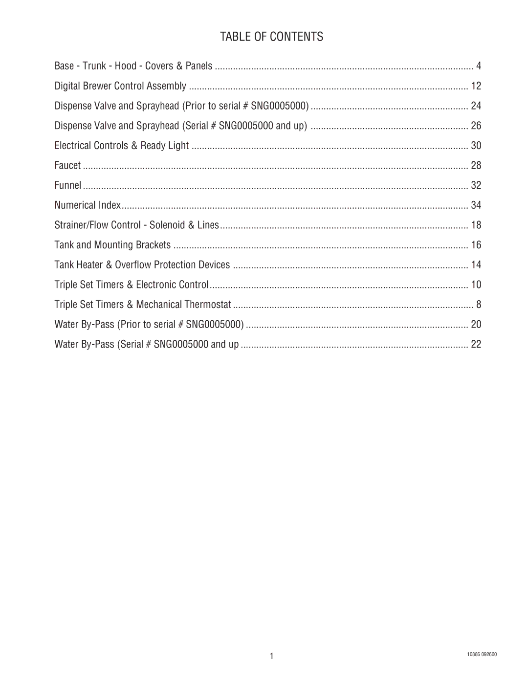 Bunn 1.5 GALLON specifications Table of Contents 