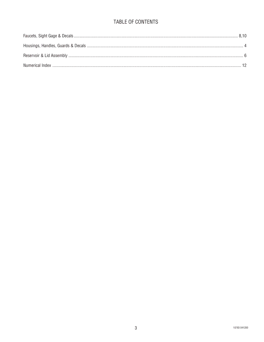 Bunn 1.5 GPR-FF specifications Table of Contents 