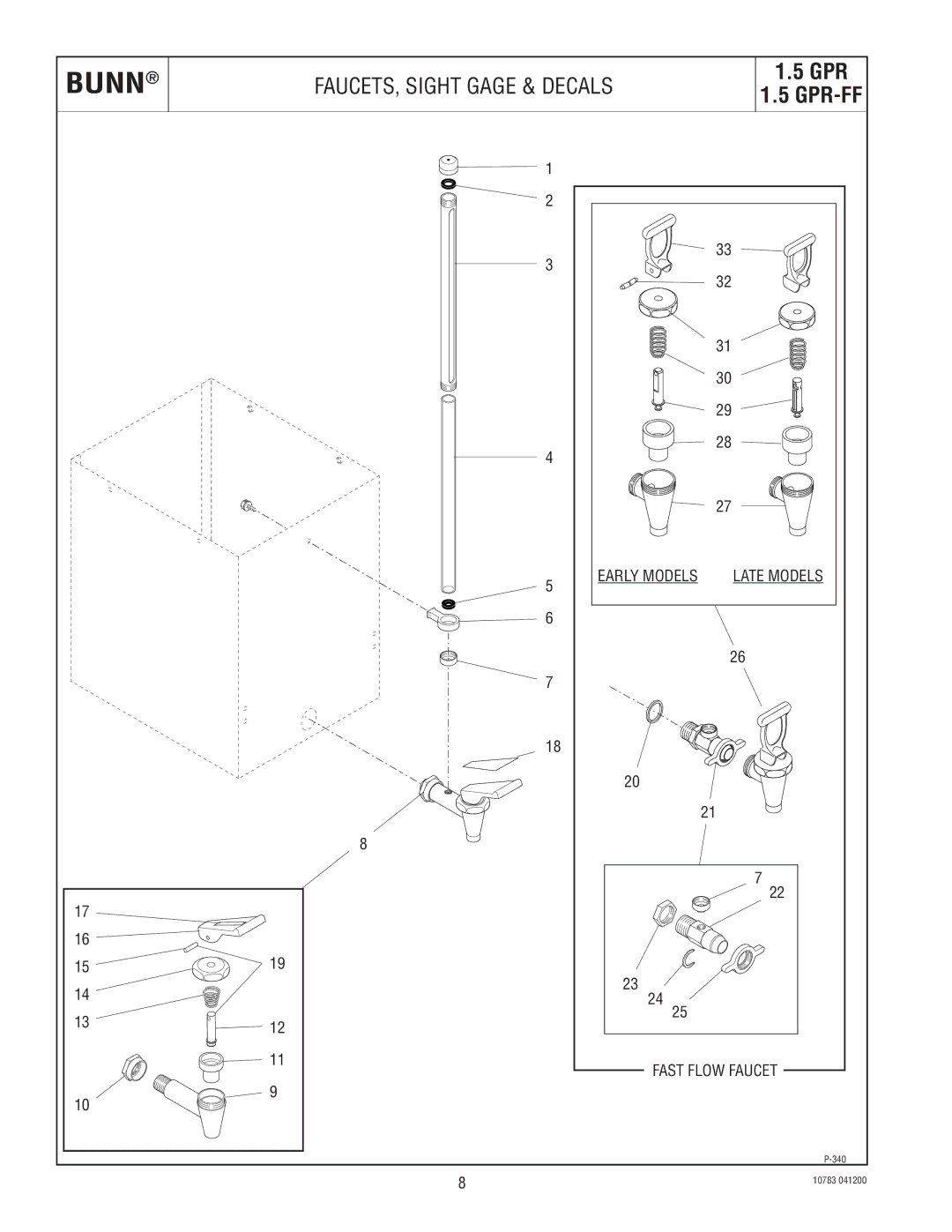 Bunn 1.5 GPR-FF specifications Gpr-Ff 