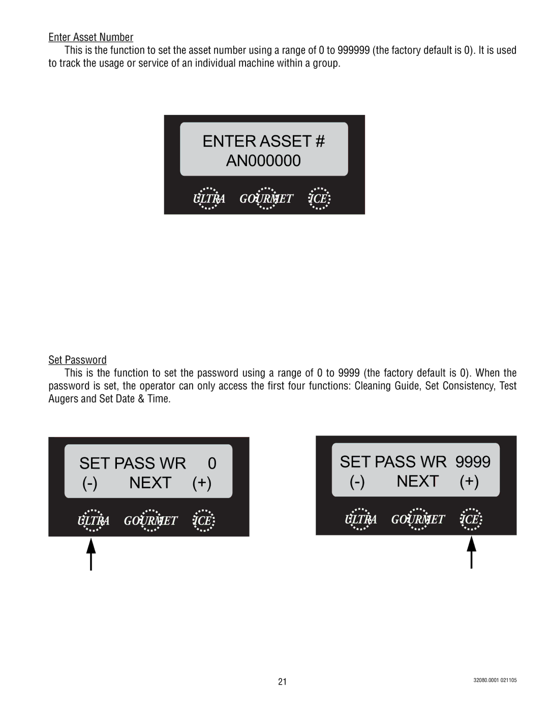 Bunn 2 manual Enter Asset #, AN000000, SET Pass WR, Next Next + 