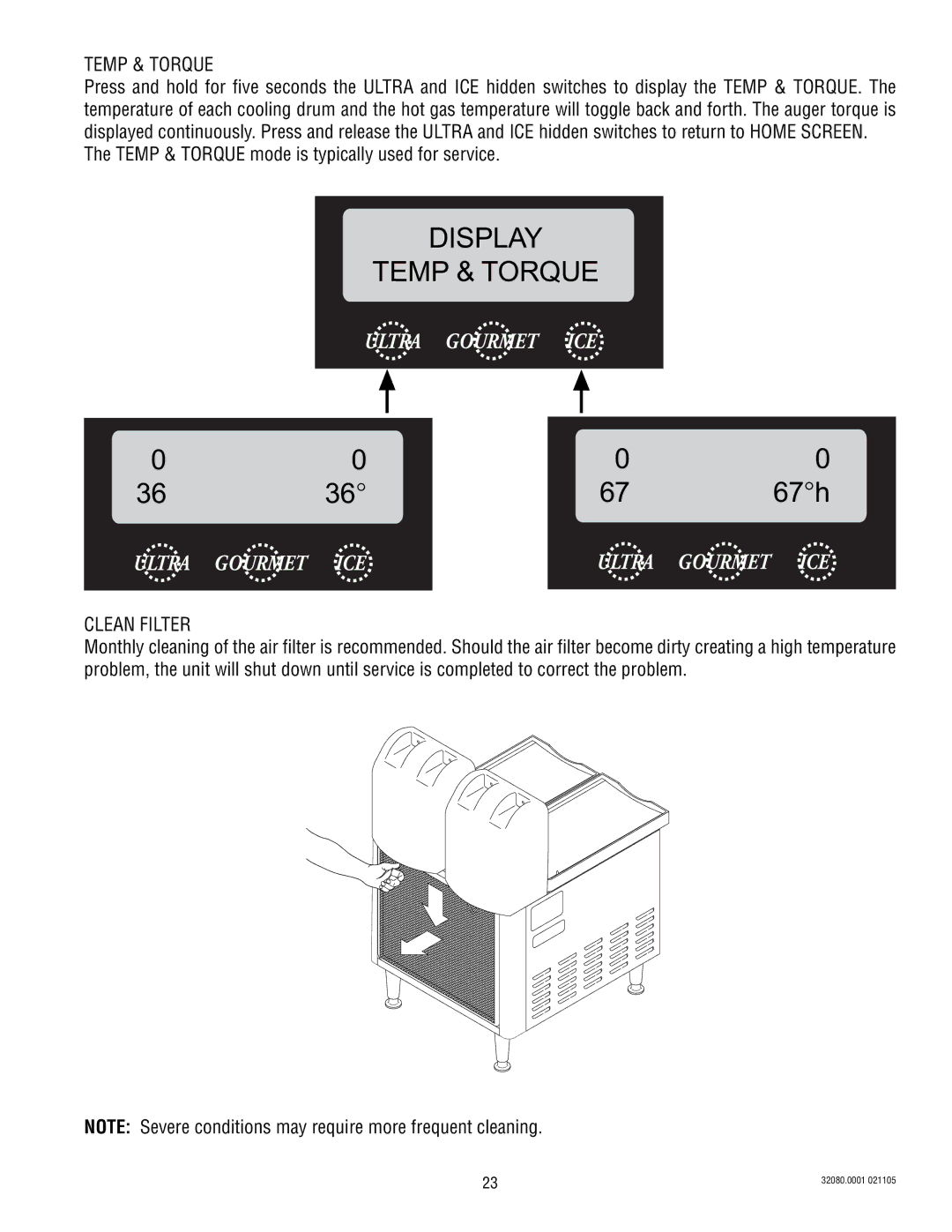 Bunn 2 manual Display Temp & Torque, 67 h, Temp & Torque mode is typically used for service 