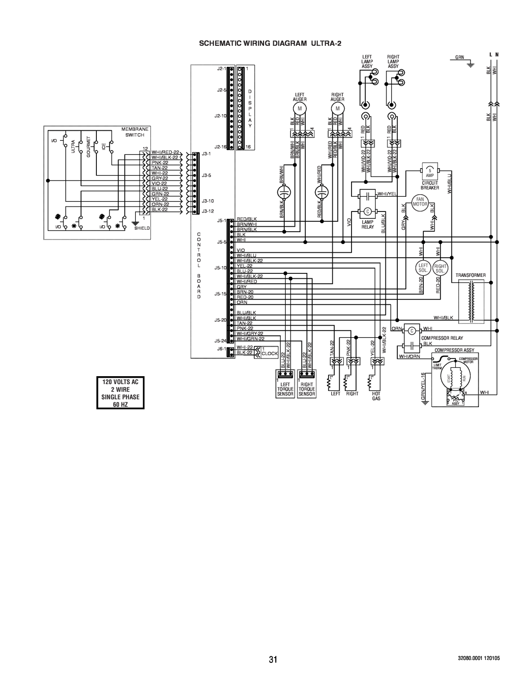 Bunn manual SCHEMATIC WIRING DIAGRAM ULTRA-2, 32082.0000B, 01/02 2002 BUNN-O-MATIC CORPORATION 
