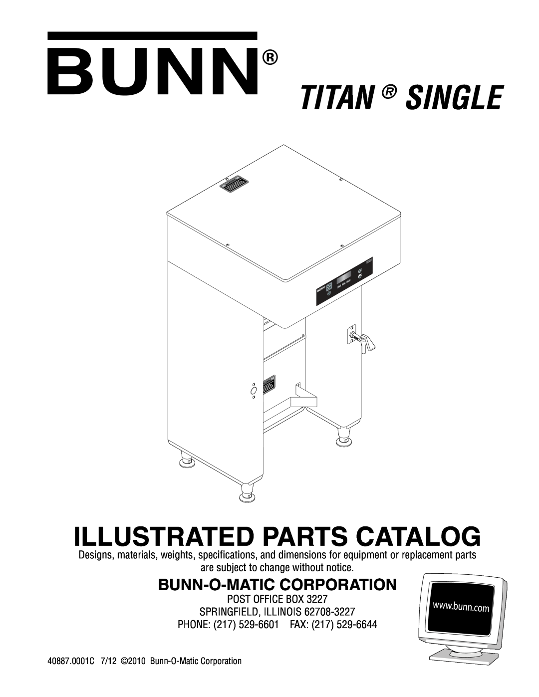 Bunn 2 specifications Bunn-O-Maticcorporation, are subject to change without notice, Post Office Box Springfield, Illinois 