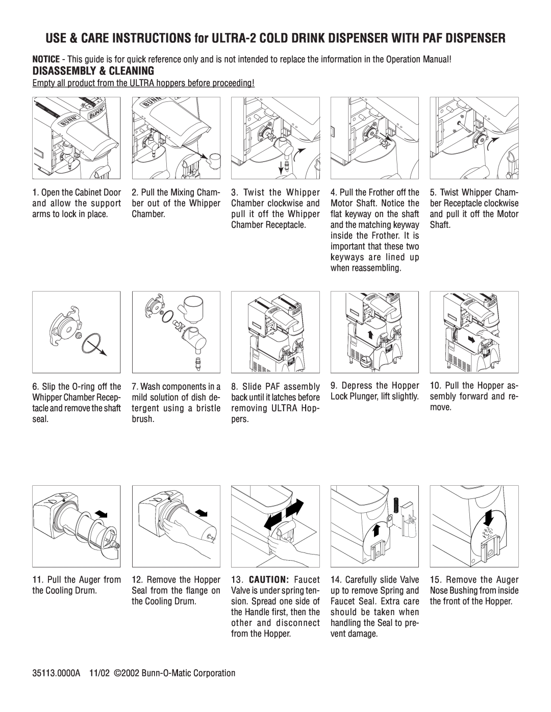 Bunn 2 operation manual Disassembly & Cleaning 