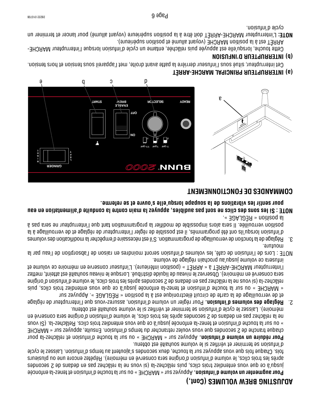 Bunn 28222.70006 manual Cont, Volumes Brew Adjusting 