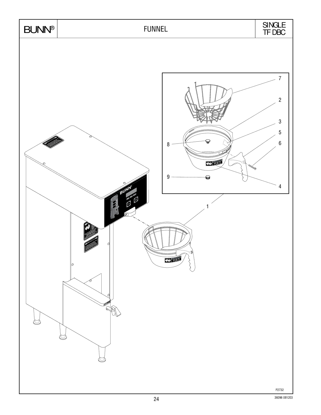 Bunn 360960001D specifications Funnel 