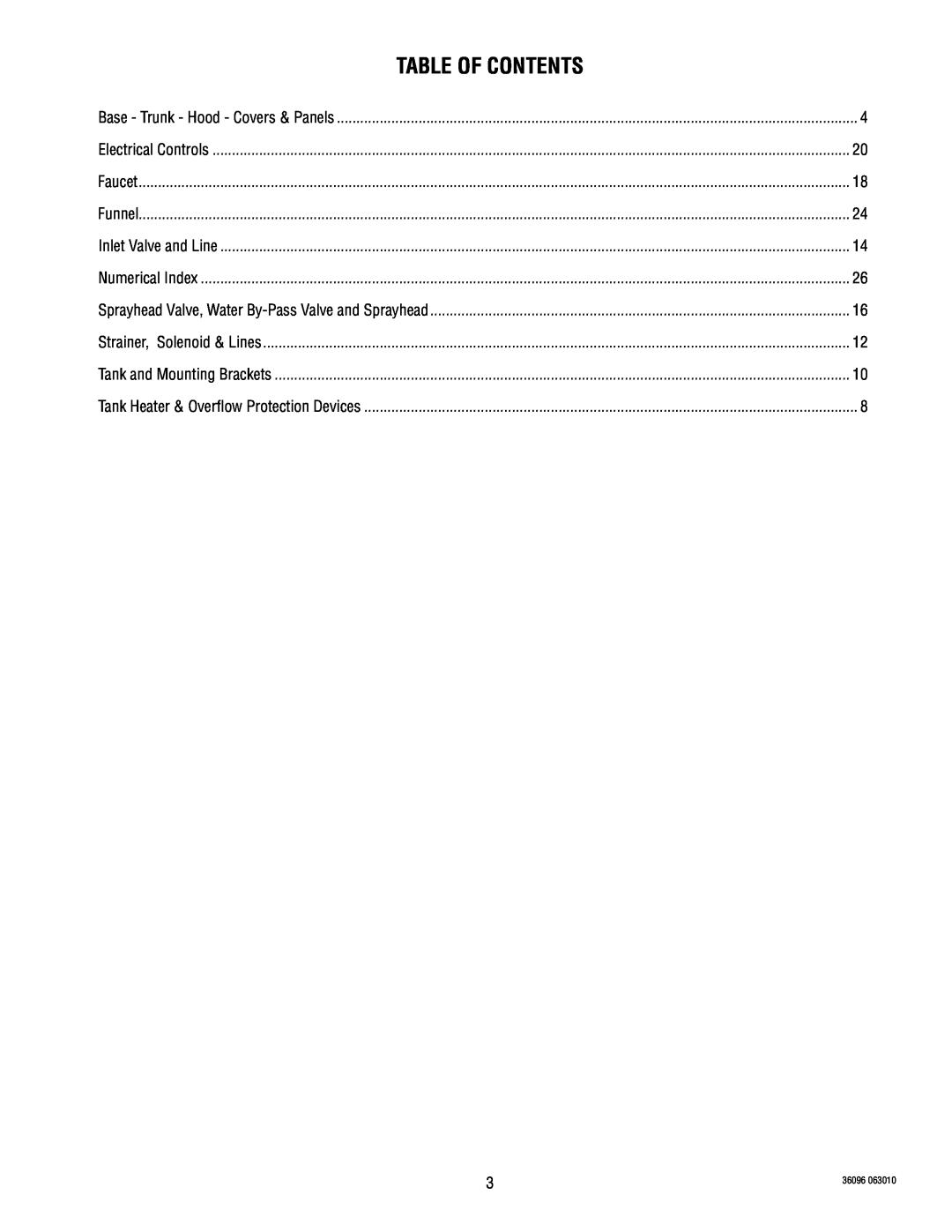 Bunn 360960001D specifications Table Of Contents 
