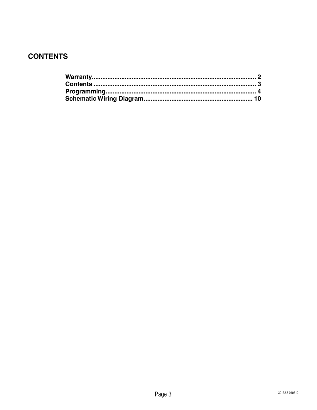 Bunn 39132 manual Warranty Contents Programming Schematic Wiring Diagram 