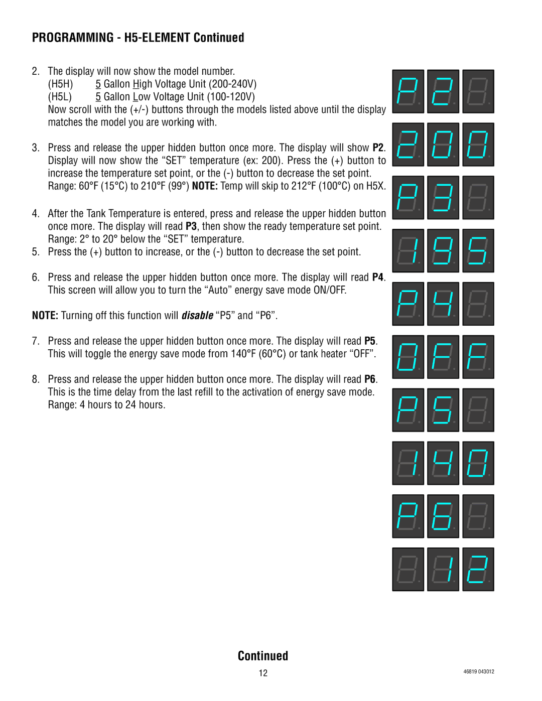 Bunn 10267, 39338.0001, 10010, 44306, 10420, 10889 manual H5H 