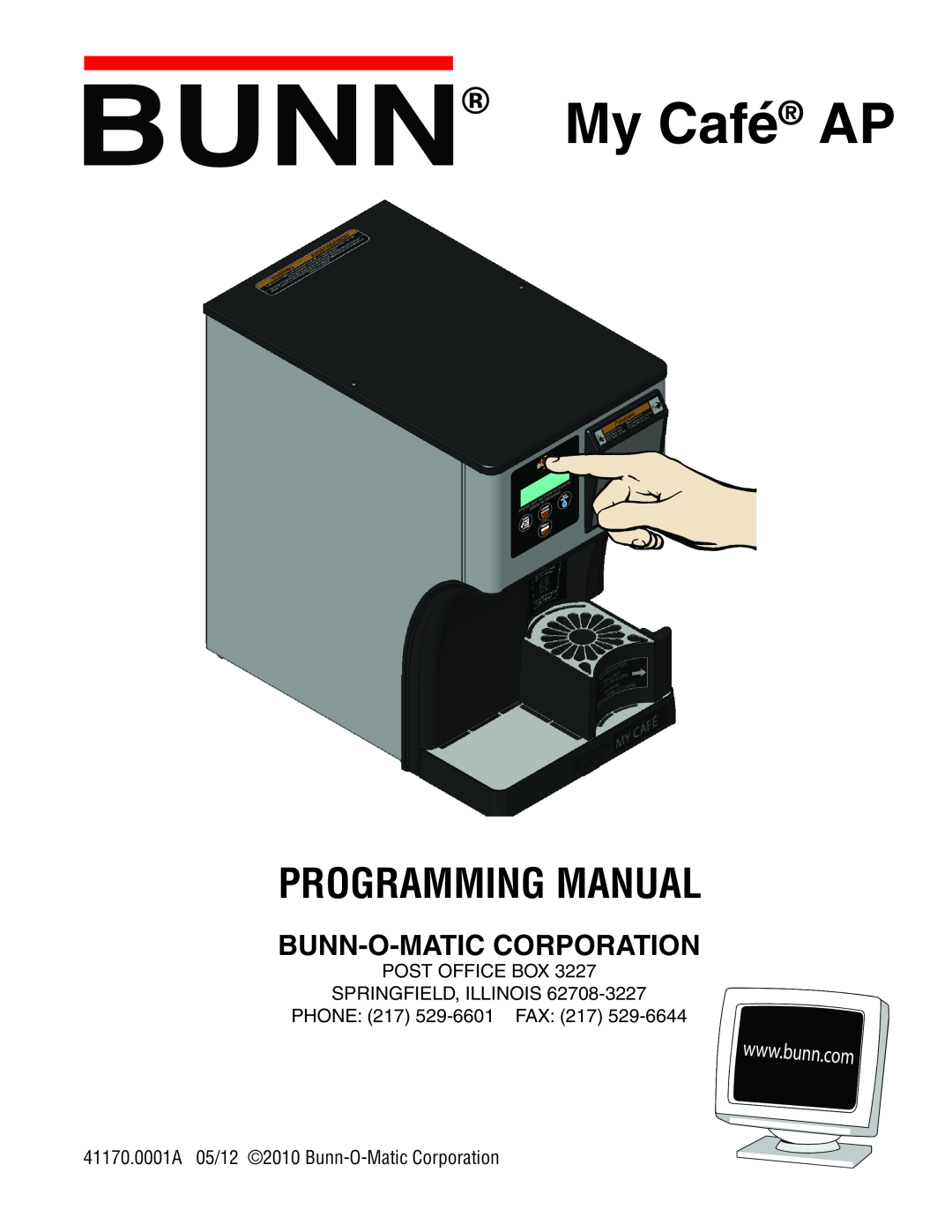 Bunn 41170.0001A manual My Café AP, Programming Manual, Bunn-O-Maticcorporation 