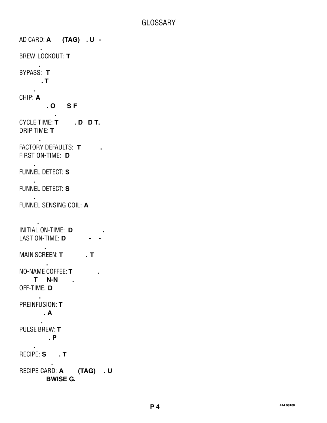 Bunn 41343 manual Glossary 