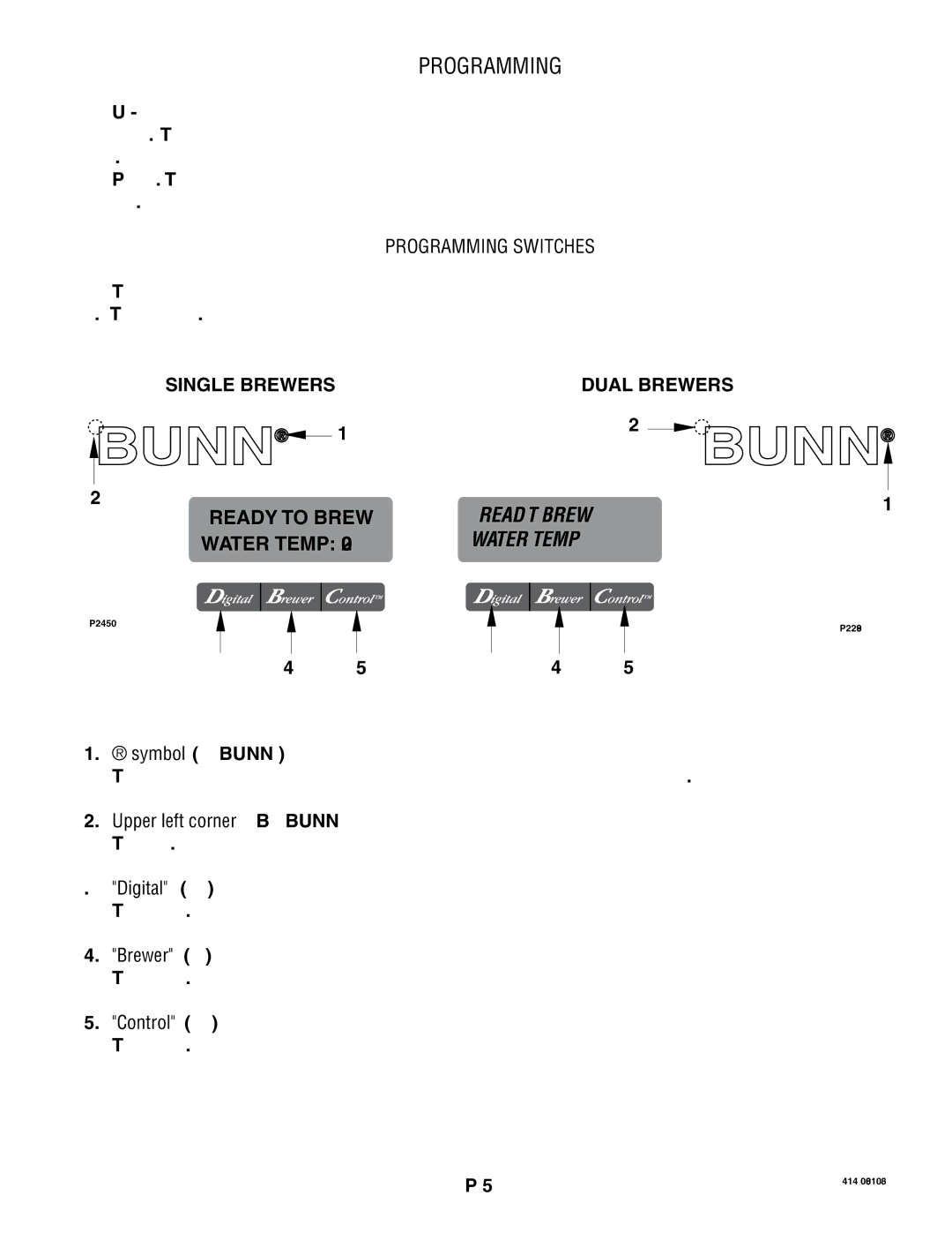 Bunn 41343 manual Programming Switches 