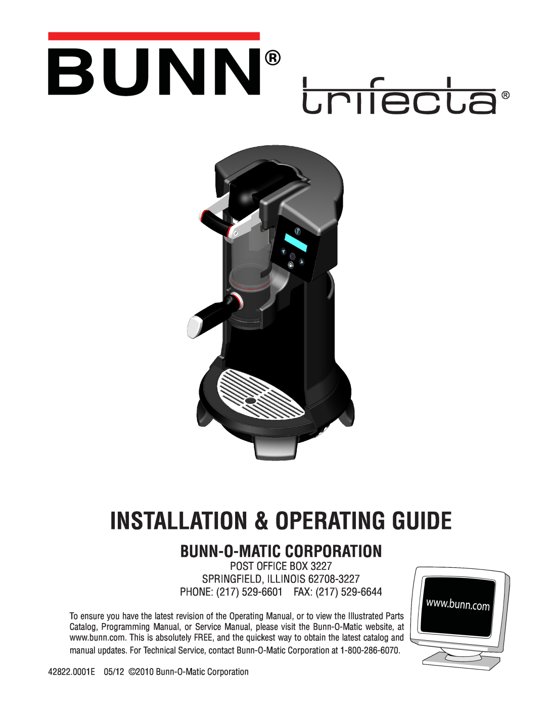 Bunn 428220001E service manual Bunn-O-Matic Corporation, Installation & Operating Guide 