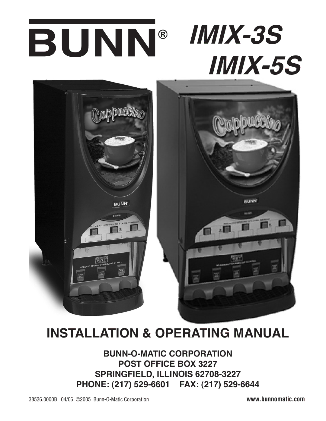 Bunn manual IMIX-3S IMIX-5S 