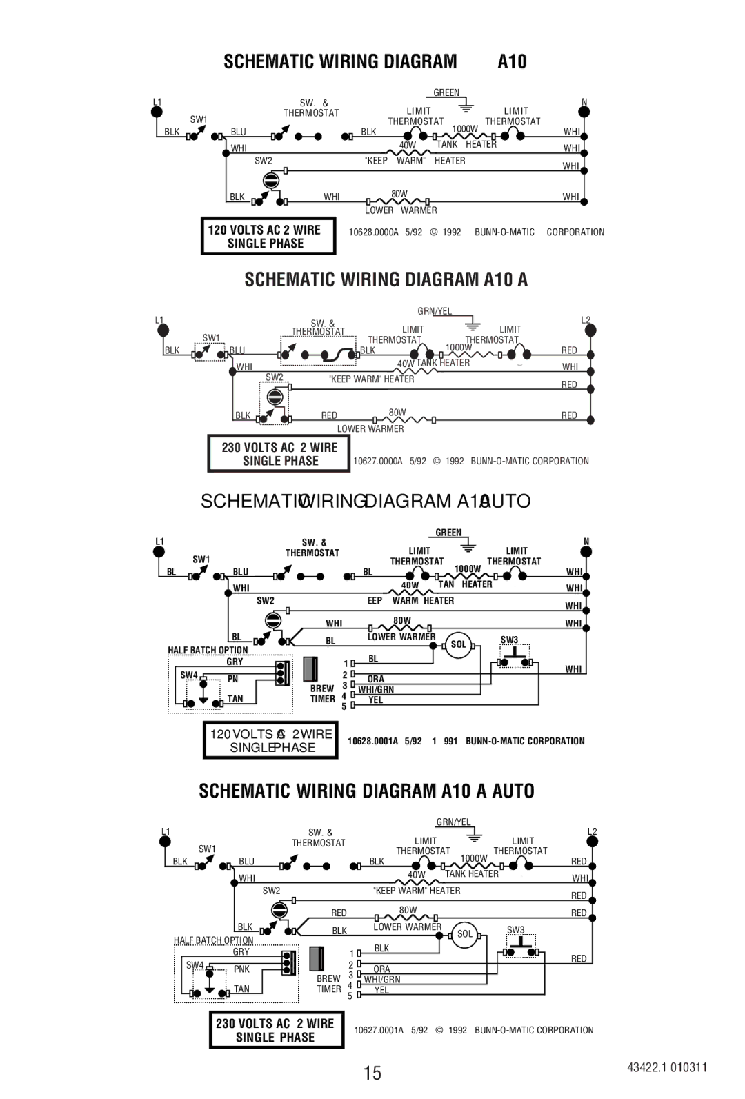 Bunn A10 specifications Schematic Wiring Diagram 