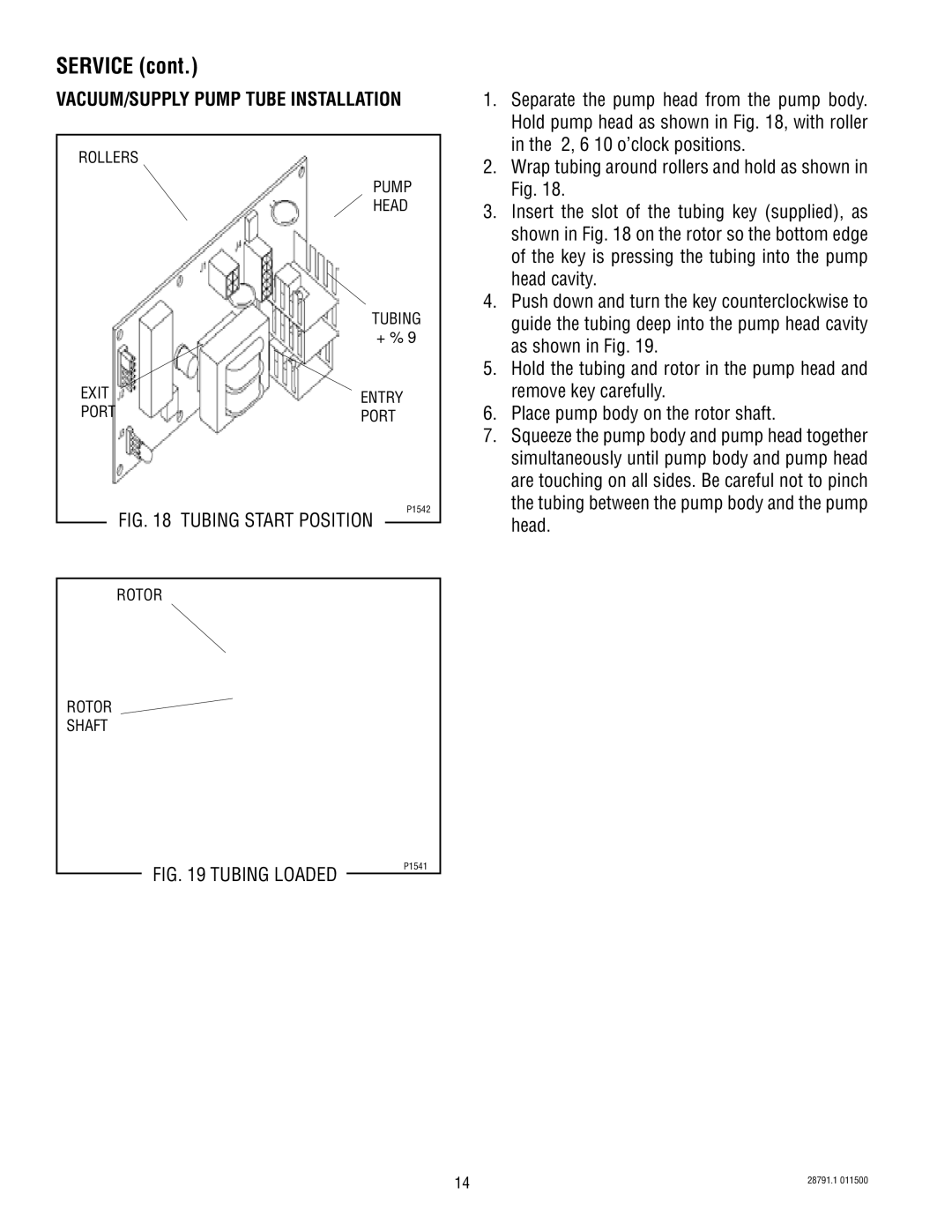 Bunn AF PR-3 service manual VACUUM/SUPPLY Pump Tube Installation, Head cavity 