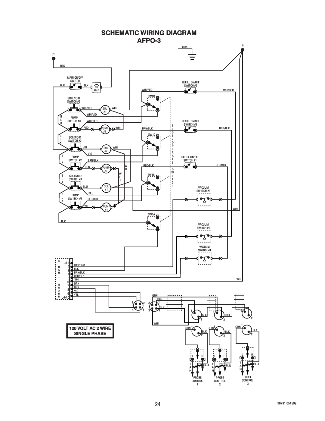 Bunn AFPO-2 SL service manual SCHEMATIC WIRING DIAGRAM AFPO-3, VOLT AC 2 WIRE, Single Phase, J4-10, 28791 