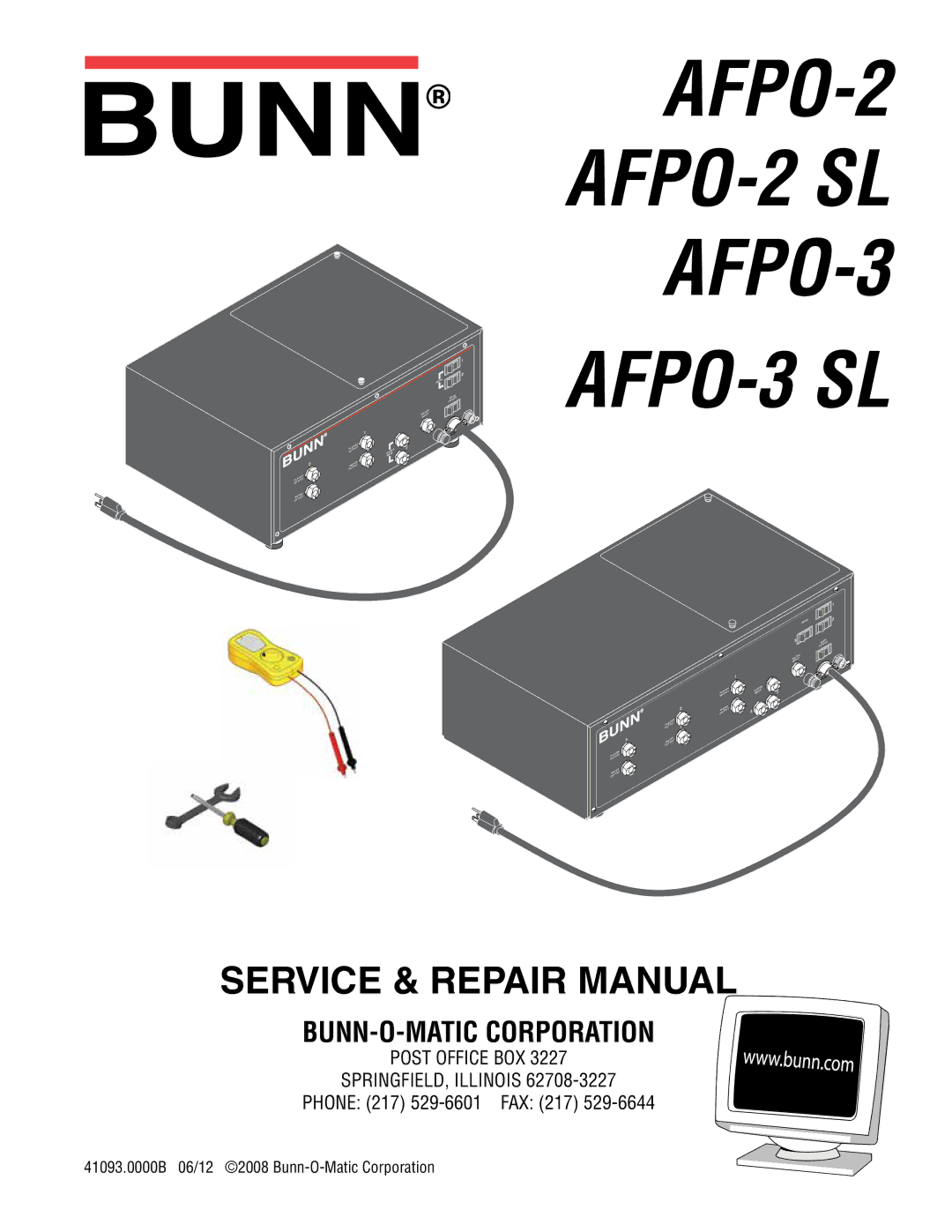 Bunn AFPO-2 SL manual AFPO-3 SL 