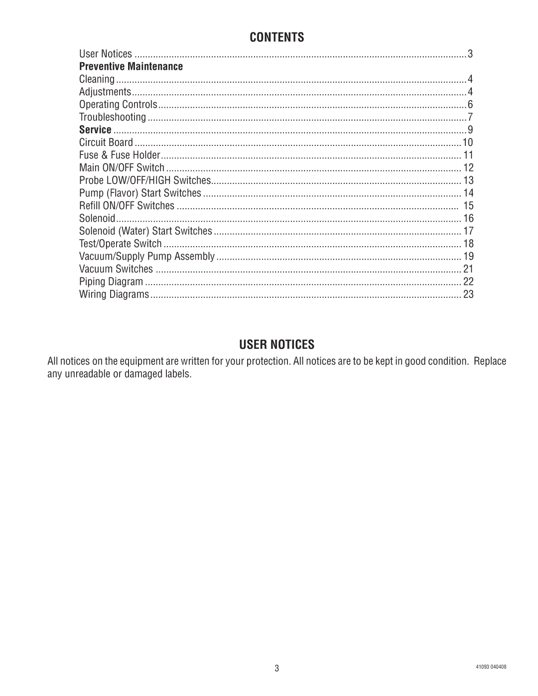 Bunn AFPO-3 SL manual User Notices 