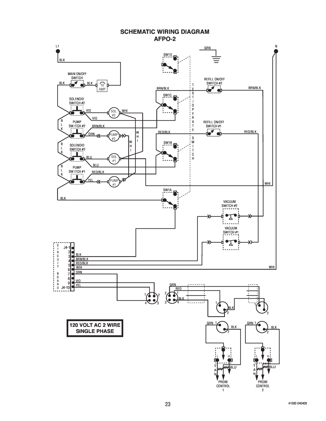 Bunn AFPO-3 SL manual SCHEMATIC WIRING DIAGRAM AFPO-2, VOLT AC 2 WIRE, Single Phase 