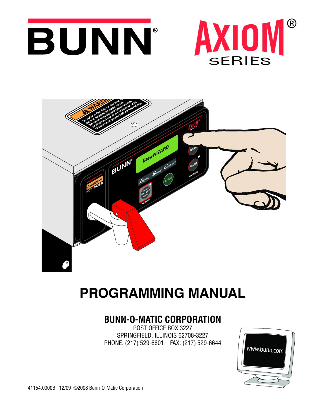 Bunn Axiom manual Programming Manual 