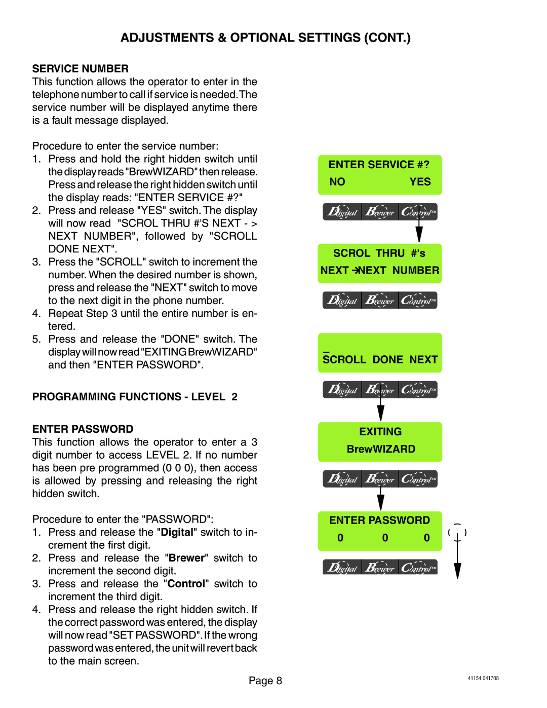 Bunn Axiom manual Service Number, Programming Functions Level Enter Password, Enter Service #? Noyes 